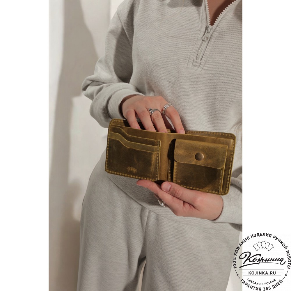  Кожаный бумажник "Рокки" "Волк" (черный)